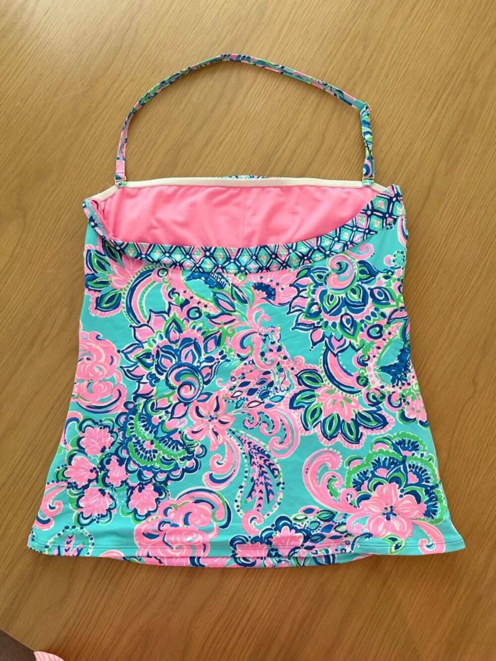 Lilly Pulitzer Justina Tankini Top Jungle Sunrise Paisley Ruched Swim Size 16 - Picture 4 of 5